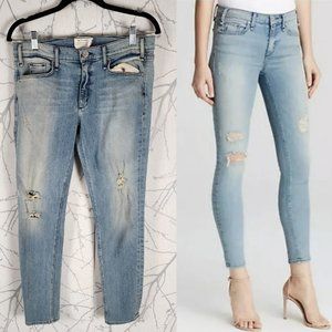 Mcguire Light Wash Distressed Front Mid Rise Skinny Jeans